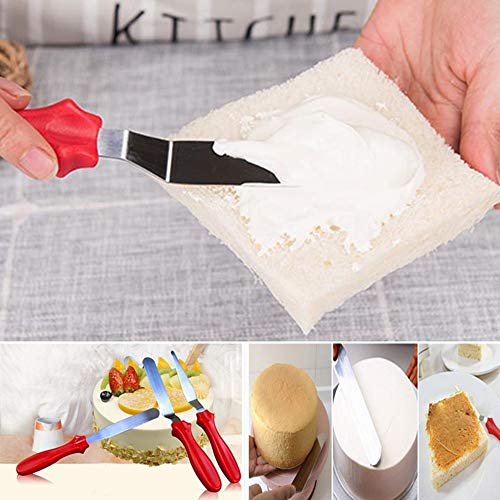 PINDIA 3 Piece Professional Offset Spatula Set with Plastic Handle Stainless Steel Icing Spatula Variety Set & Cake Decorating Tools, Flexible Resistant Blades, 2 Angled and 1 Straigh - Random Color - Image 3