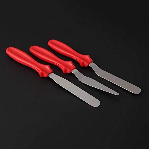 PINDIA 3 Piece Professional Offset Spatula Set with Plastic Handle Stainless Steel Icing Spatula Variety Set & Cake Decorating Tools, Flexible Resistant Blades, 2 Angled and 1 Straigh - Random Color - Image 4