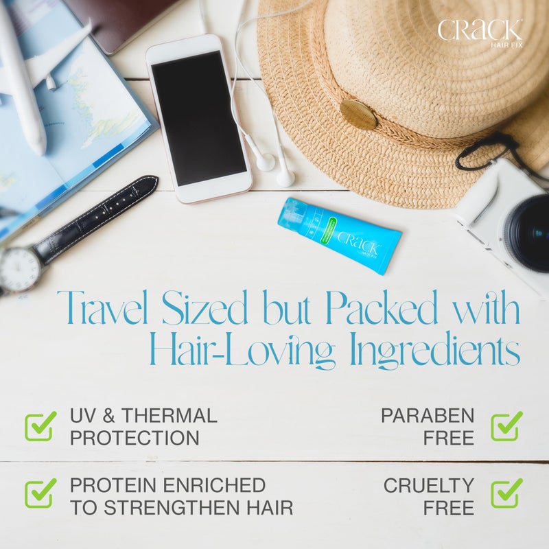 Crack HAIR FIX Trial and Travel Size Styling Creme - Multi-Tasking, Anti-Frizz, Leave-In Styling Aid With Protection from Humidity, Chlorine, Heat Treatments & Sun (.75 oz - PACK OF TWO) - Image 3