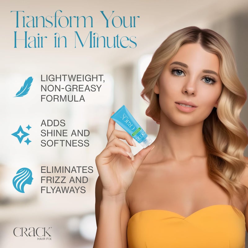 Crack HAIR FIX Trial and Travel Size Styling Creme - Multi-Tasking, Anti-Frizz, Leave-In Styling Aid With Protection from Humidity, Chlorine, Heat Treatments & Sun (.75 oz - PACK OF TWO) - Image 4