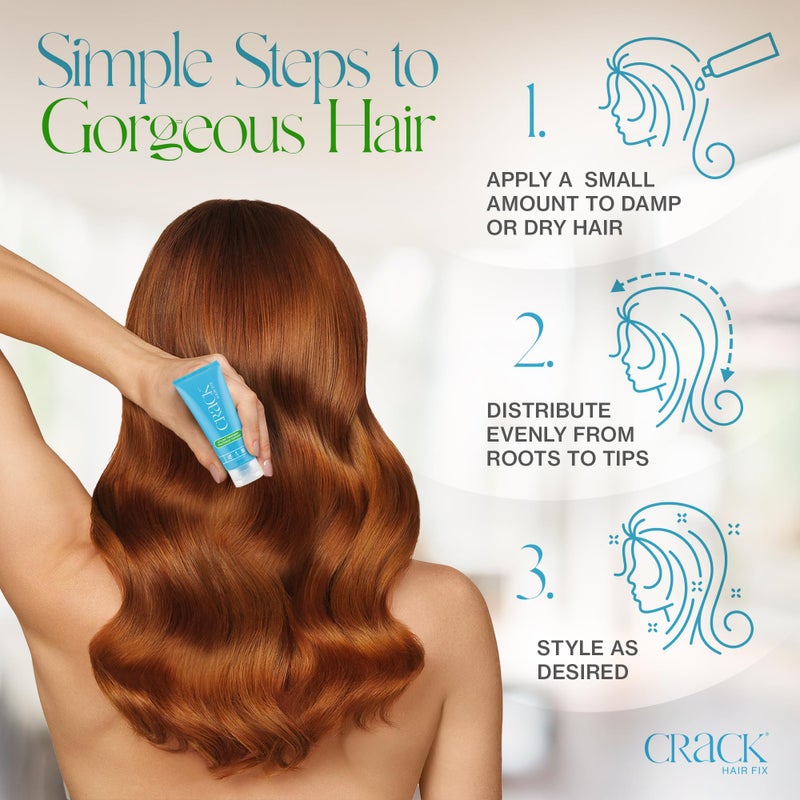 Crack HAIR FIX Trial and Travel Size Styling Creme - Multi-Tasking, Anti-Frizz, Leave-In Styling Aid With Protection from Humidity, Chlorine, Heat Treatments & Sun (.75 oz - PACK OF TWO) - Image 5