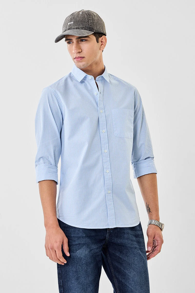SNITCH Micro Checks Slim Fit 100% Cotton Shirt