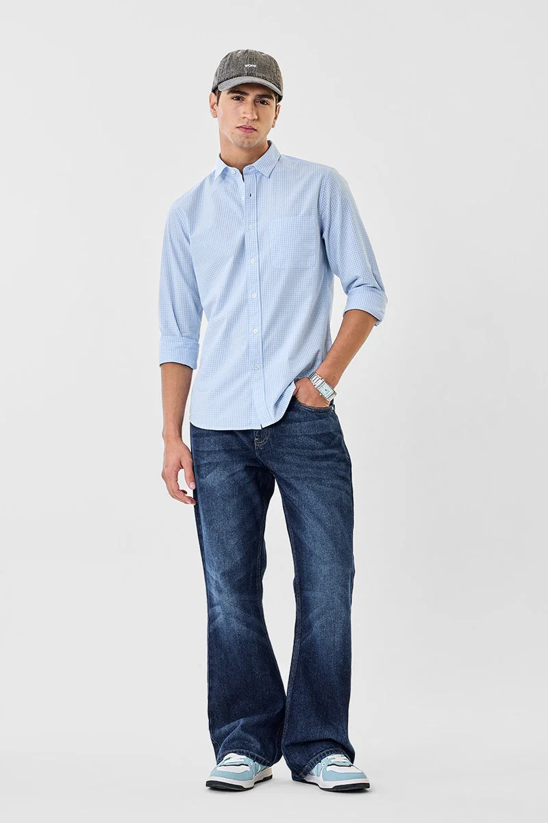 SNITCH Micro Checks Slim Fit 100% Cotton Shirt