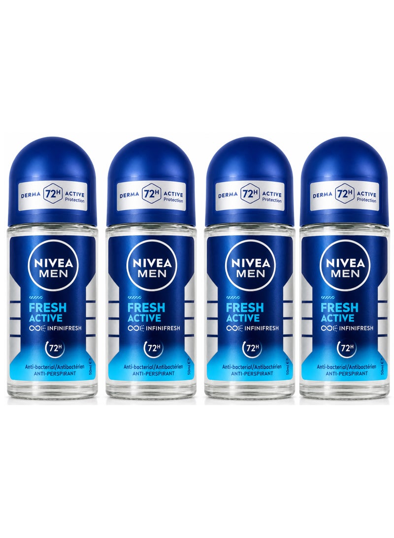 Nivea Pack Of 4 Nivea men fresh active roll 50 ml - Image 1