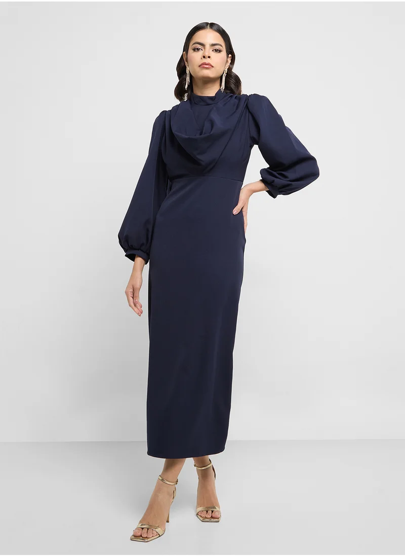 خزانة Shift Dress With Drapped Neck Detail