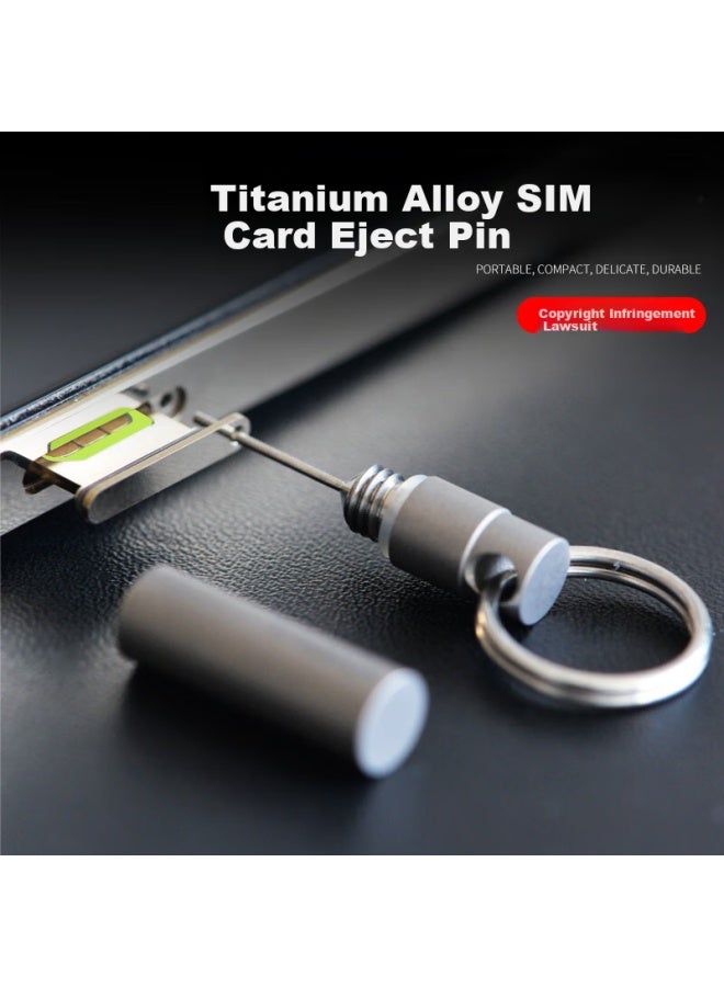 Laben Titanium Alloy Keychain Sim Card Ejector Pin Key Holder Phone Sim Card Removal Tool Storage Universal Portable Multi-function Disassembly Express Edc - Image 1