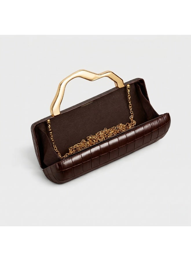 Flossie Coffee crossbody bag with gold-tone PU accents, perfect for commuting, daily outings, and evening events - Image 3