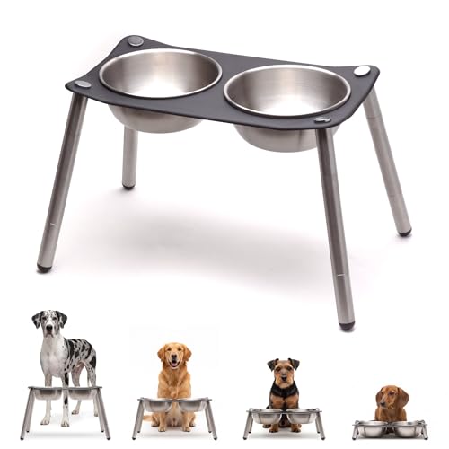 xympo Adjustable Elevated Dog Bowl 56 fl oz Stainless Steel Bowls - Image 1