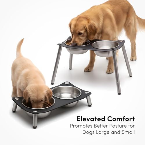 xympo Adjustable Elevated Dog Bowl 56 fl oz Stainless Steel Bowls - Image 3