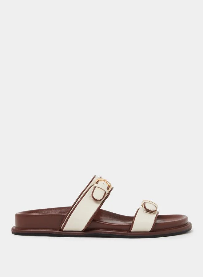 Plain Buckle Detail Comfort Sandals