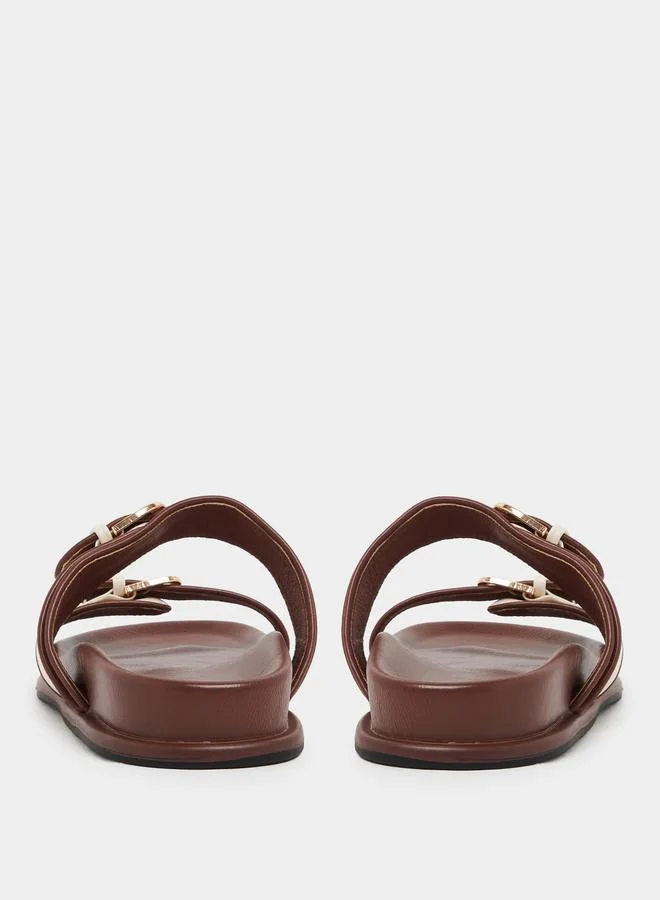 Styli Multi Plain Buckle Detail Comfort Sandals for Women | Best Price UAE