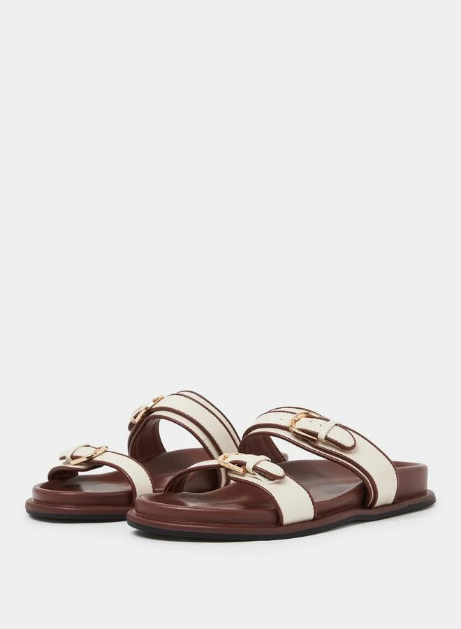 Styli Multi Plain Buckle Detail Comfort Sandals for Women | Best Price UAE