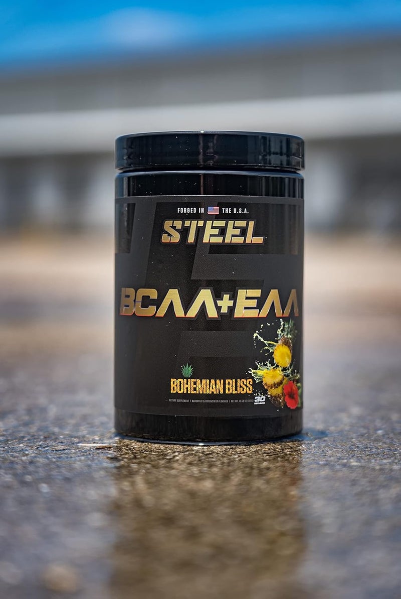 Steel Supplements مكملات الصلب مسحوق BCAA EAA عالي الأداء يعزز نمو العضلات النحيفة وقدرة التحمل أثناء التمرين نسبة 211 لاستعادة العضلات بشكل أسرع 30 حصة بهجة بوهيمية - Image 3
