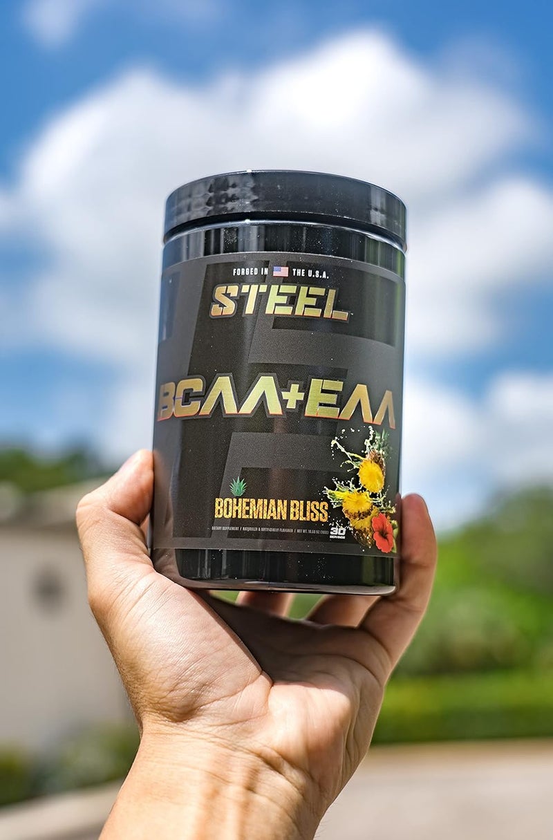 Steel Supplements مكملات الصلب مسحوق BCAA EAA عالي الأداء يعزز نمو العضلات النحيفة وقدرة التحمل أثناء التمرين نسبة 211 لاستعادة العضلات بشكل أسرع 30 حصة بهجة بوهيمية - Image 4
