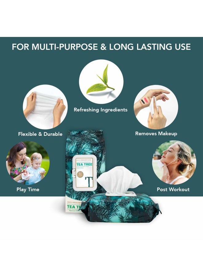 Body Prescriptions Body Prescription Makeup Cleansing Wipes - Gentle and Effective Face Wipes, 50 Count (Pack of 2), Tea-Tree - Image 2