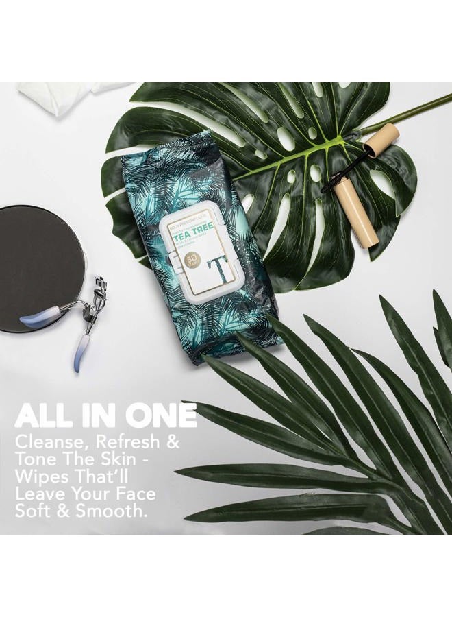 Body Prescriptions Body Prescription Makeup Cleansing Wipes - Gentle and Effective Face Wipes, 50 Count (Pack of 2), Tea-Tree - Image 3