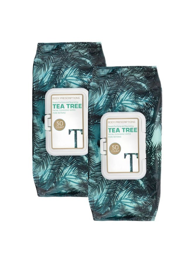 Body Prescriptions Body Prescription Makeup Cleansing Wipes - Gentle and Effective Face Wipes, 50 Count (Pack of 2), Tea-Tree - Image 1