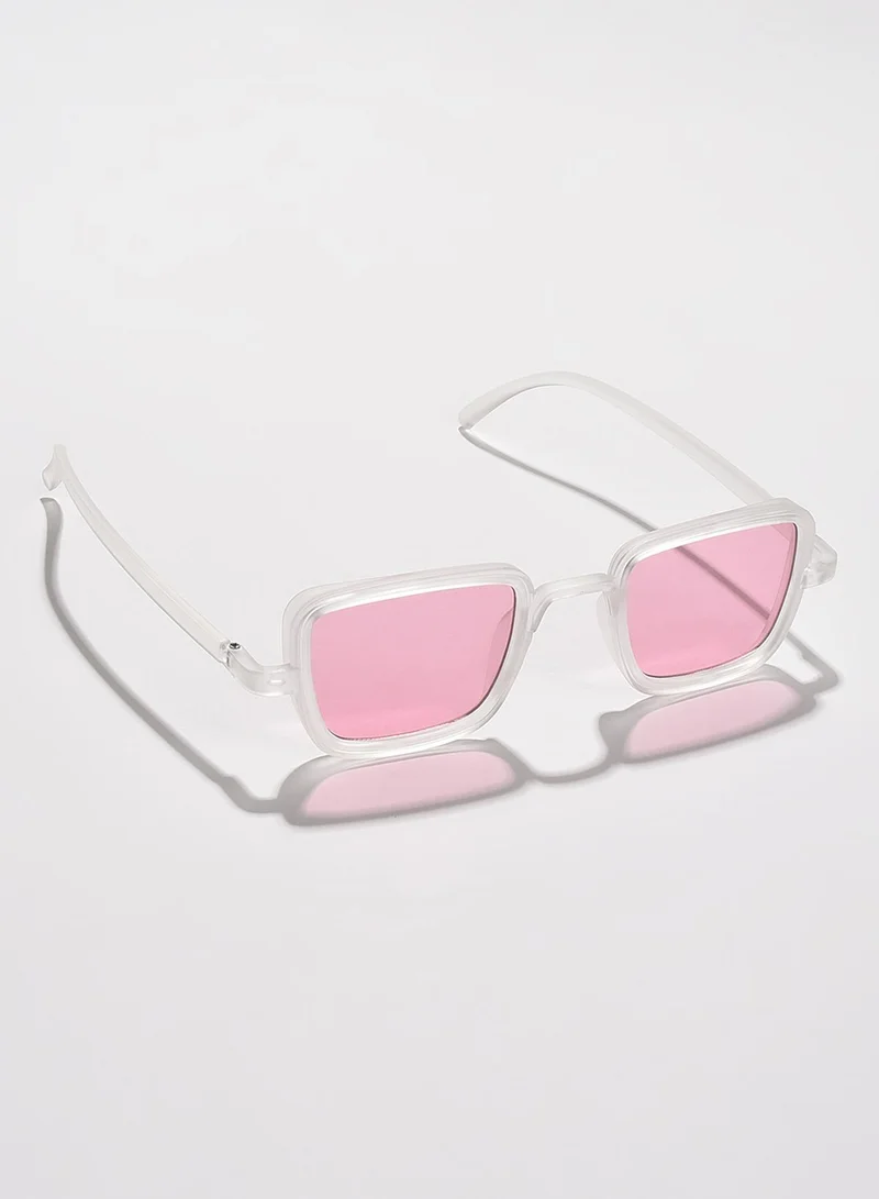 Haute Sauce Pink Lens White Wayfarer Sunglasses