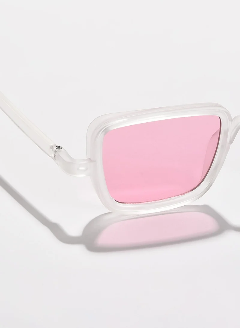 Haute Sauce Pink Lens White Wayfarer Sunglasses