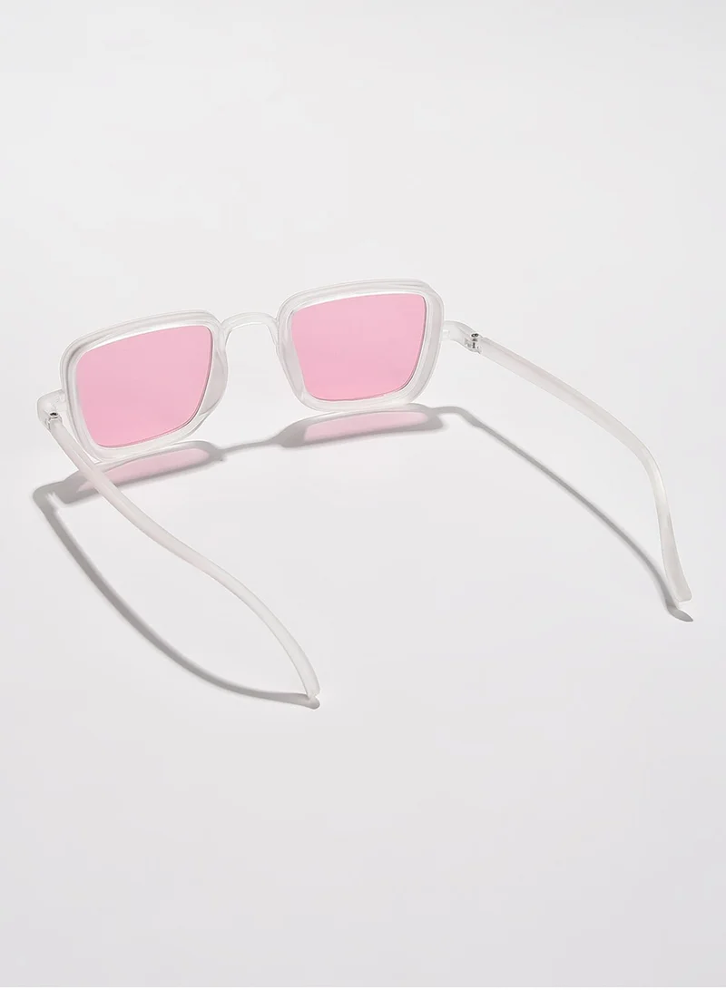 Haute Sauce Pink Lens White Wayfarer Sunglasses