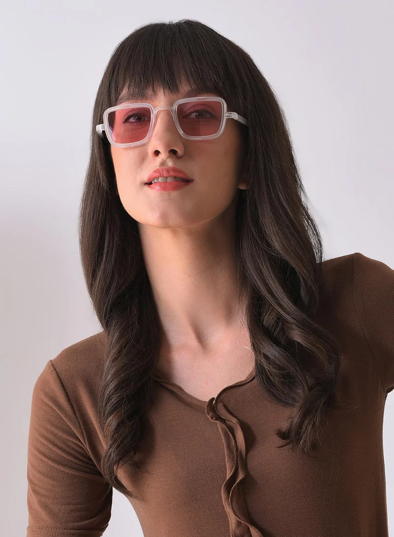 Haute Sauce Pink Lens White Wayfarer Sunglasses