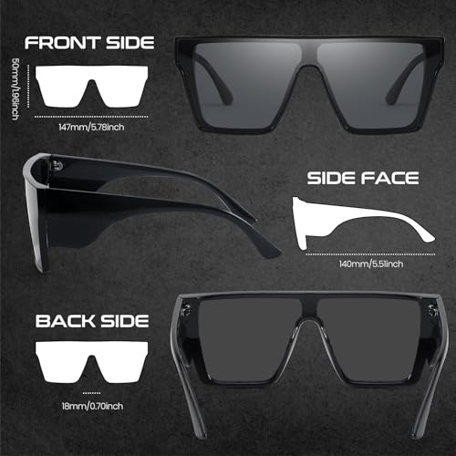 SODQW Ansi Z87 Big Sunglasses for Men Polarized Square Safety Glasses UV400 Outdoor/Sports, Surf, Construction, Work - Image 4