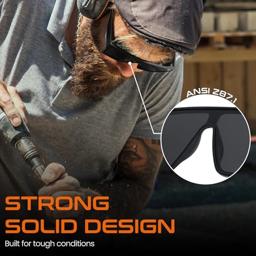 SODQW Ansi Z87 Big Sunglasses for Men Polarized Square Safety Glasses UV400 Outdoor/Sports, Surf, Construction, Work - Image 3