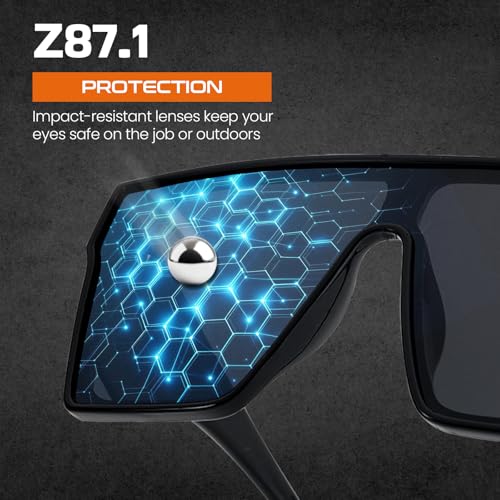 SODQW Ansi Z87 Big Sunglasses for Men Polarized Square Safety Glasses UV400 Outdoor/Sports, Surf, Construction, Work - Image 5
