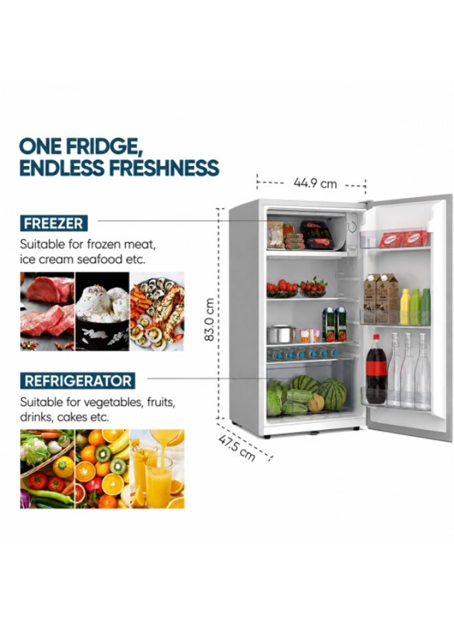 NIKURA 135L Gross / 95L Net, Single Door Mini Refrigerator, Chiller And Veg. Compartment, 2 Glass Shelves And Bottle Storage Racks, Compact Small Size Beverage Fridge, Child Lock, Best For Home, Office, Bedroom 135 L 281 kW ARF135DS Grey 281 kW ARF135DS2 grey - Image 5