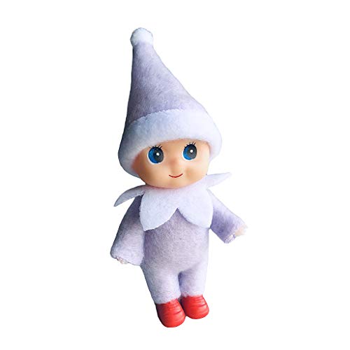 Wuleeuper Tiny Baby Elf Doll Christmas Miniature Elf Decoration Newborn Gift Baby Grow Dolls with Feet and Shoes Purple - Image 1