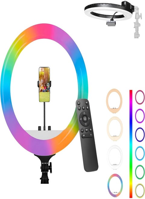 DIGITEK® (DRL-18 RGB) RGB LED Ring Light 46cm for YouTube | Photo-Shoot | Video Shoot | Live Stream | Makeup & Vlogging | Compatible with iPhone/Android Phones & Camera