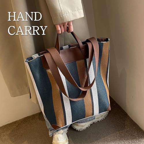 HFLZBRO Large Women's Work Tote Bag – 15.6in Laptop Compartment,Canvas Shoulder Bag for Office & Daily Use,Tote Bag with Spacious Storage (BROWN, Extra Large) - Image 2