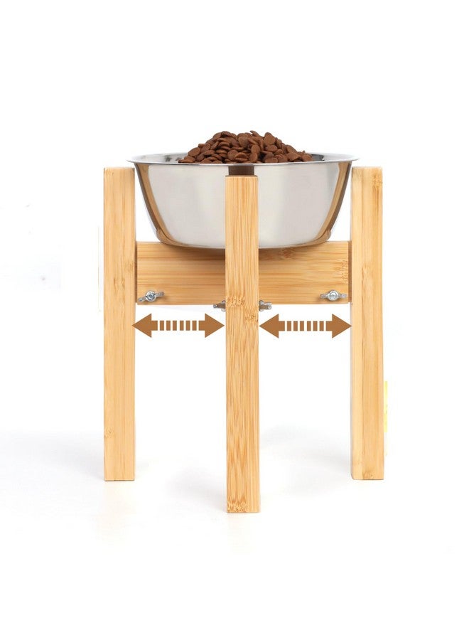 HTB Elevated Dog Bowl Stand,Adjustable Dog Food Stand for 7”-10” Bowls,Single Dog Bowl Holder 10” Tall for Medium Dogs - Image 1