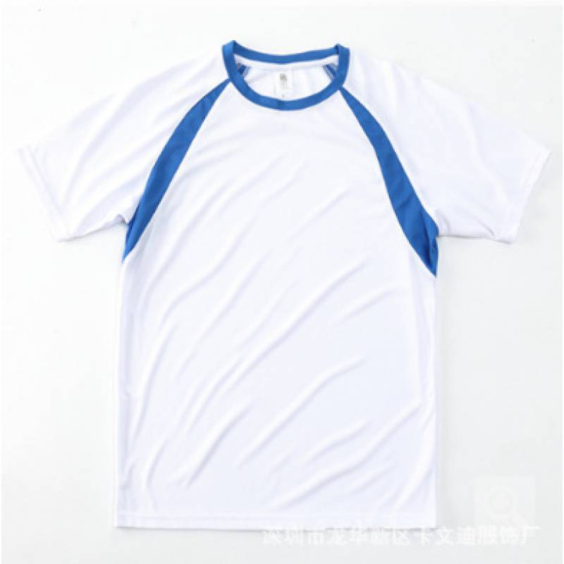 Generic Yibai match TSP-B 150g sports quick-drying adult raglan sleeve T-shirt advertising cultural shirt printing White/Sapphire Blue