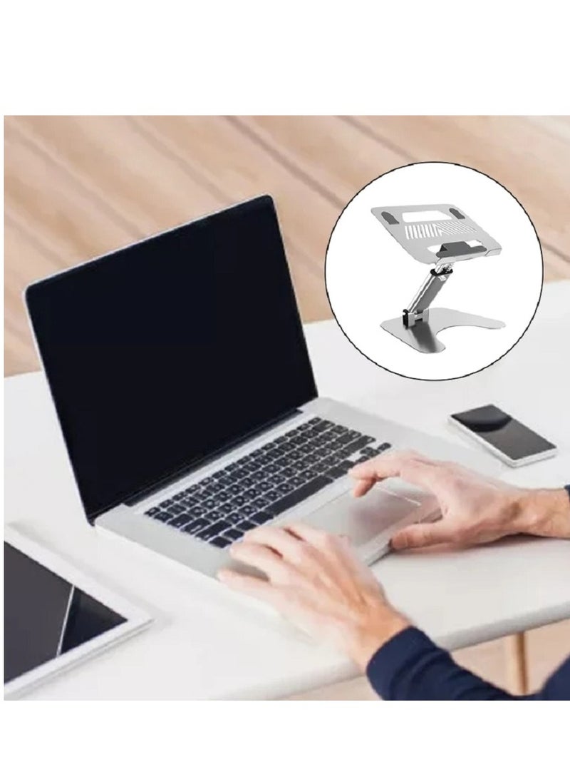 Generic - Enhanced Ergonomics and Cooling Solution  Adjustable Laptop Stand Anti-Slip Design, Foldable Aluminum Riser Cooler, Improved Comfort and Temperature Regulation for Pad, Notebook, PC - Image 1
