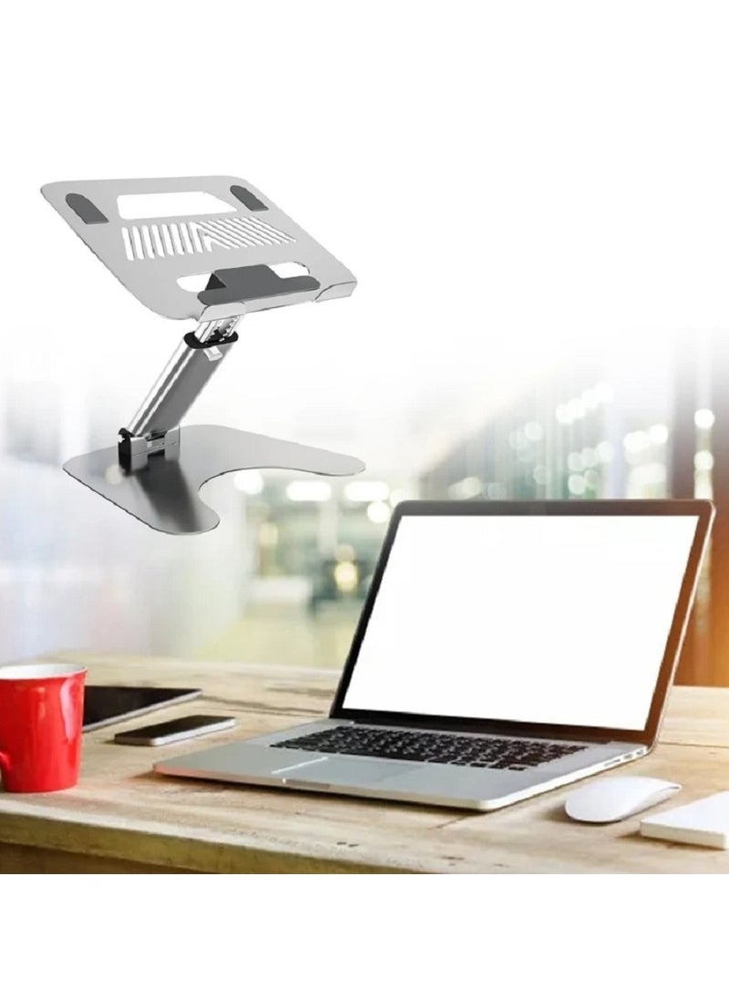 Generic - Enhanced Ergonomics and Cooling Solution  Adjustable Laptop Stand Anti-Slip Design, Foldable Aluminum Riser Cooler, Improved Comfort and Temperature Regulation for Pad, Notebook, PC - Image 1