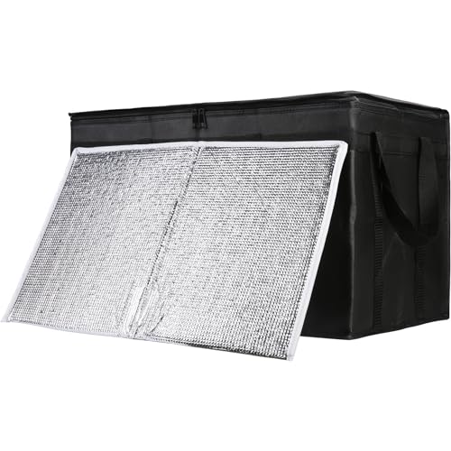 CIVJET 1Pack Insulated Food Delivery Bag with Hard Bottom XXXLarge Commercial Food Warmers for Delivery Drivers Insulated Reusable Grocery CoolerHot Bags Tote Bag for ShoppingTravel Black - Image 1