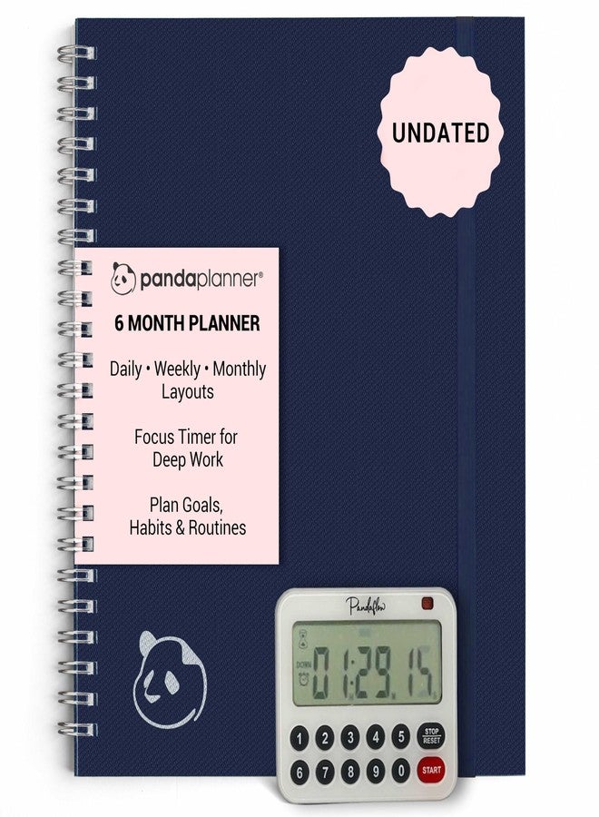 Panda Planner 2026 Ultimate Luxury 6-Month Undated Daily Planner with Focus Timer - Premium Spiral Bound Productivity & Academic Planner with Monthly, Weekly & Daily Layouts for Goal Setting, Habit Tracking, and Mental Clarity (Navy Linen) - Image 1
