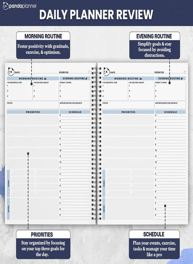 Panda Planner 2026 Ultimate Luxury 6-Month Undated Daily Planner with Focus Timer - Premium Spiral Bound Productivity & Academic Planner with Monthly, Weekly & Daily Layouts for Goal Setting, Habit Tracking, and Mental Clarity (Navy Linen) - Image 2