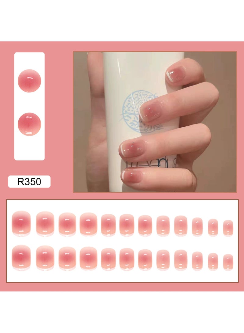 Goolsky Blush Pink Press On Nails Pure Girl Style Detachable Fake Nail Tips Soft Nude Ready to Wear Set  - Image 1