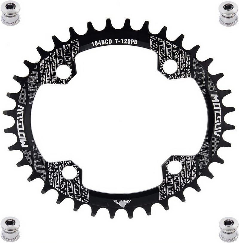 YBEKI ترس سلسلة Ybeki Pro-Grade 104Bcd (30-52T) مصنوع من الألومنيوم CNC 7075-T6، مناسب للدراجات الجبلية/الطرق، دائري بيضاوي الشكل | متوافق مع Shimano/Sram 8-11 سرعة | قوة 573 ميجا باسكال (أسود بيضاوي، 34T) - Image 1