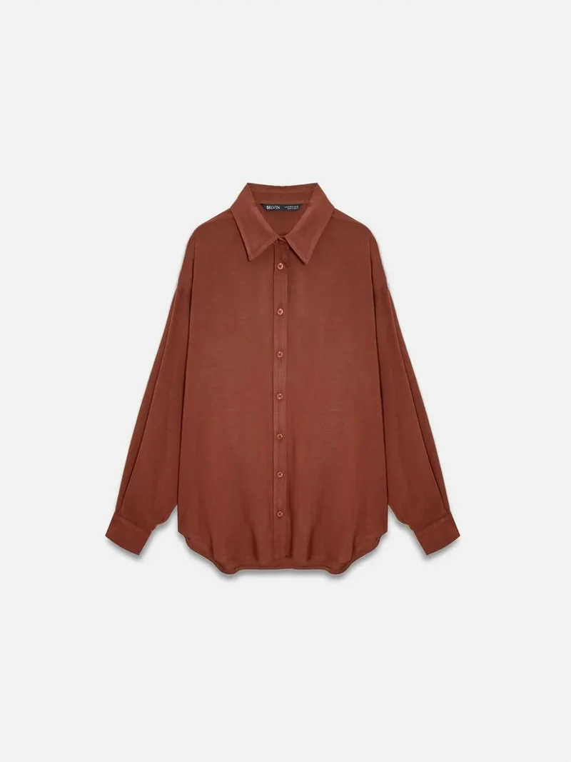 ديلفين Dilvin Oversized Crepe Button Shirt