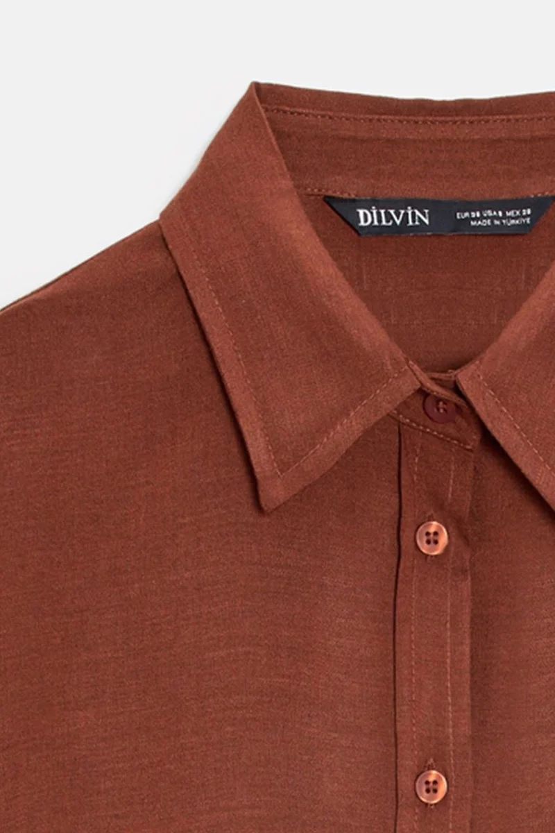 Dilvin Brick Red DILVIN Oversized Crepe Button Shirt for Women | Best Price UAE