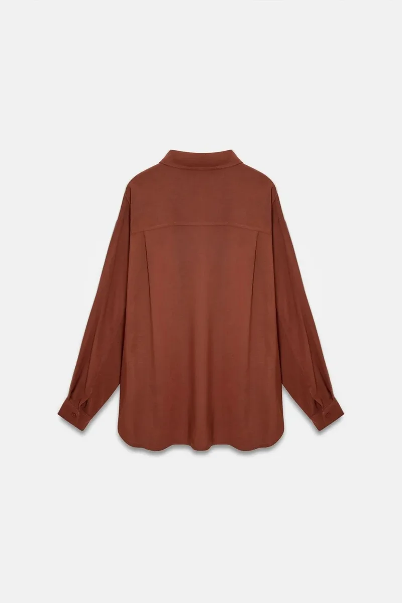 Dilvin DILVIN Oversized Crepe Button Shirt