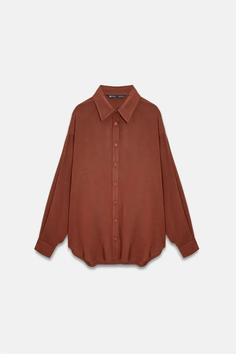 Dilvin DILVIN Oversized Crepe Button Shirt