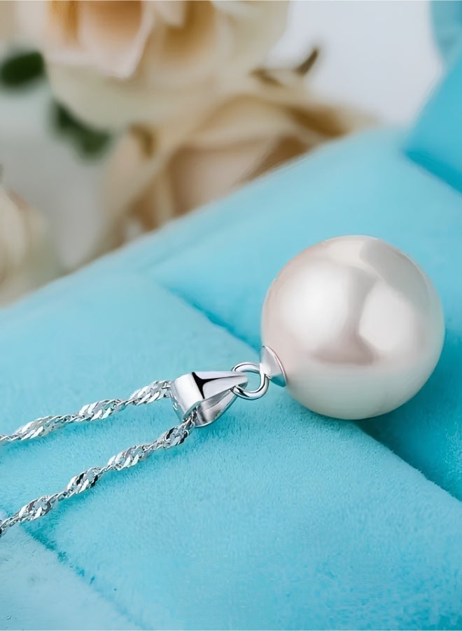 aeen Elegant Single Round White Faux Pearl Necklace – Minimalist Delicate Chain Jewelry for Women, Perfect for Everyday, Casual & Formal Wear - Image 2