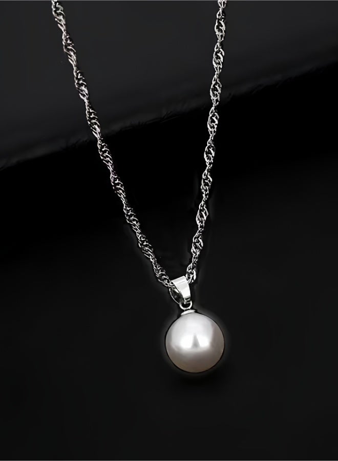 aeen Elegant Single Round White Faux Pearl Necklace – Minimalist Delicate Chain Jewelry for Women, Perfect for Everyday, Casual & Formal Wear - Image 4