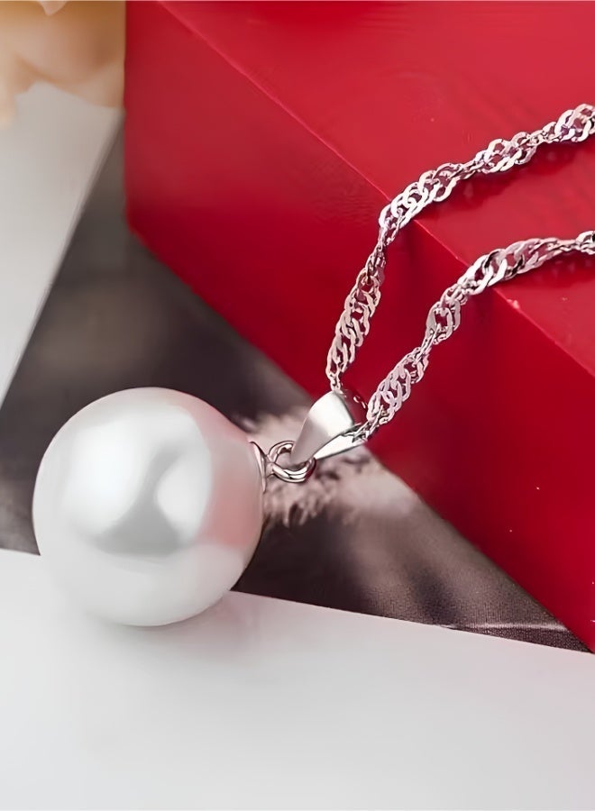 aeen Elegant Single Round White Faux Pearl Necklace – Minimalist Delicate Chain Jewelry for Women, Perfect for Everyday, Casual & Formal Wear - Image 3