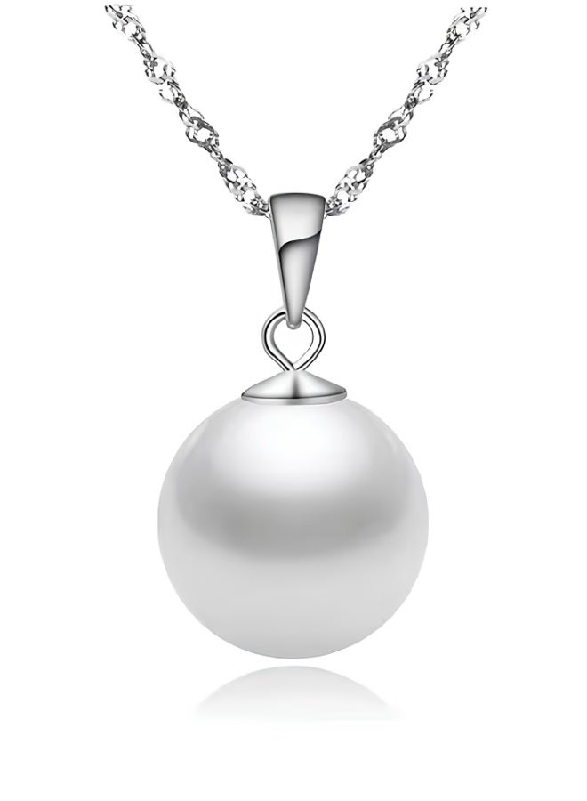 aeen Elegant Single Round White Faux Pearl Necklace – Minimalist Delicate Chain Jewelry for Women, Perfect for Everyday, Casual & Formal Wear - Image 1