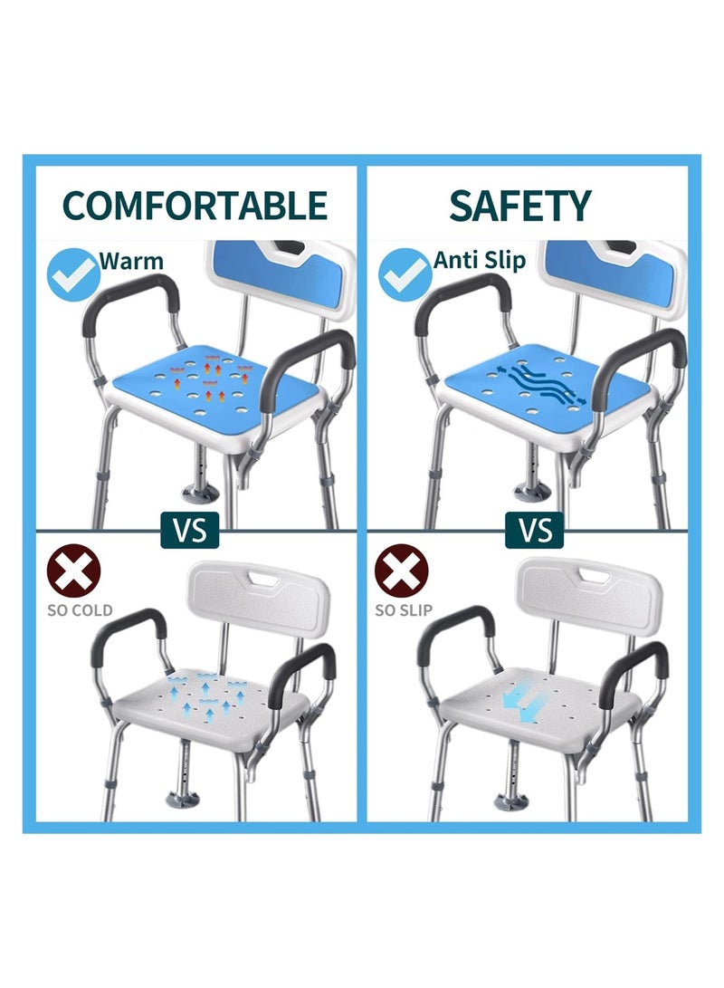 KASTWAVE Bathroom Non Skid Shower Mat, Shower Stool Cushion Non Slip Soft Pad with Holes for Shower Chair Bath Seat, Bathroom Shower Chair Cushion, Waterproof, Soft Pad Cover Bath Stool for Elderly - Image 4